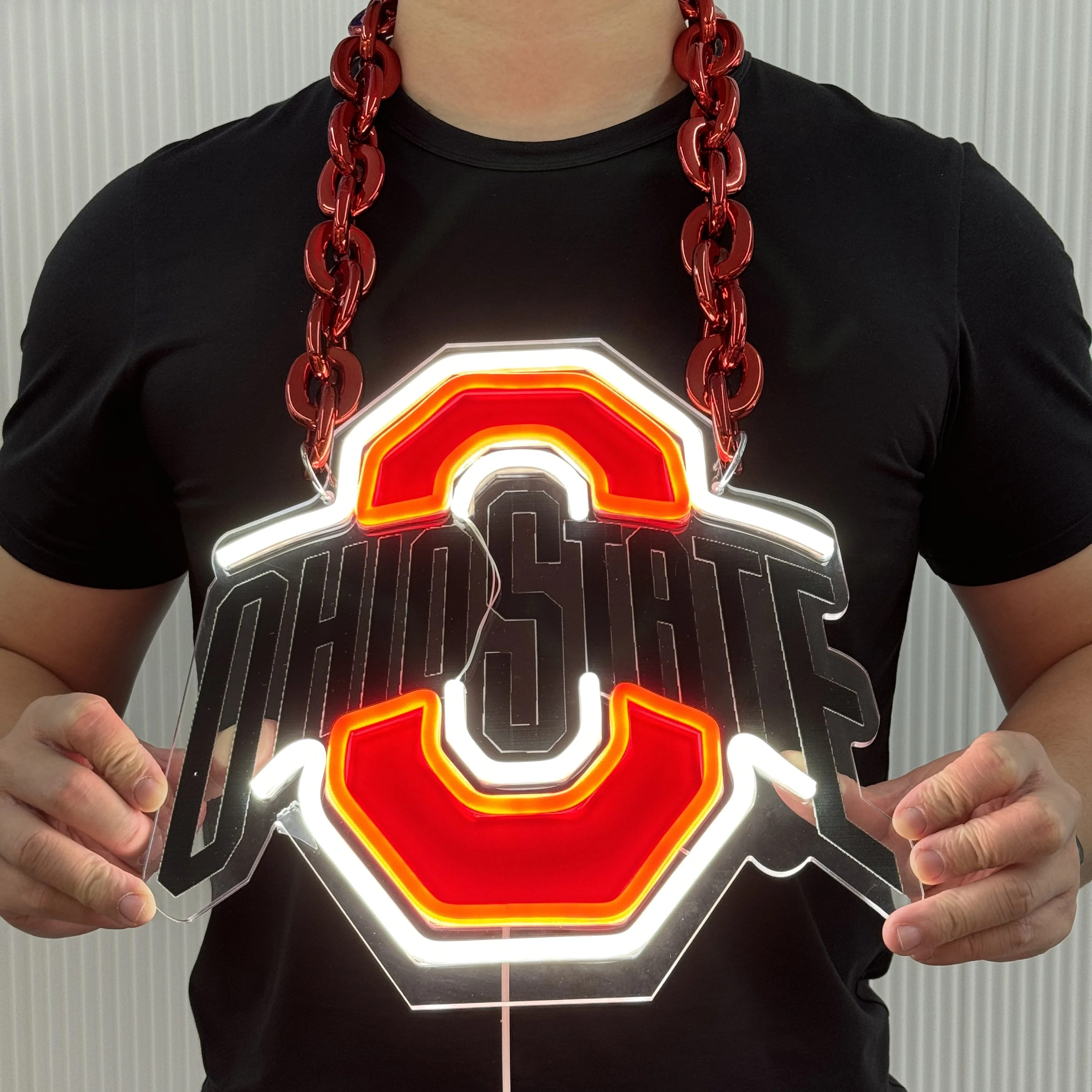 Customized Team Spirit Show Off Sports Fan Accessories LED Neon TEAM Necklace Ohio State LED Chain  Denver Broncos Rams
