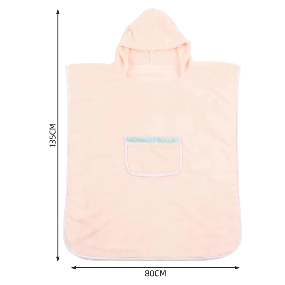 Wholesale Microfiber Coral Fleece Hooded Beach Suit Absorbent Quick-Dry Soft Cape Bathrobe