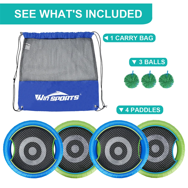 Outdoor Throwing Catching Trampoline Paddle Game Toy Play set Flying Disk