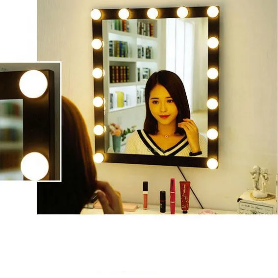 15 Led Bulbs Hollywood Vanity Makeup Mirror with Lights Dressing Table Mirror USB Powered White