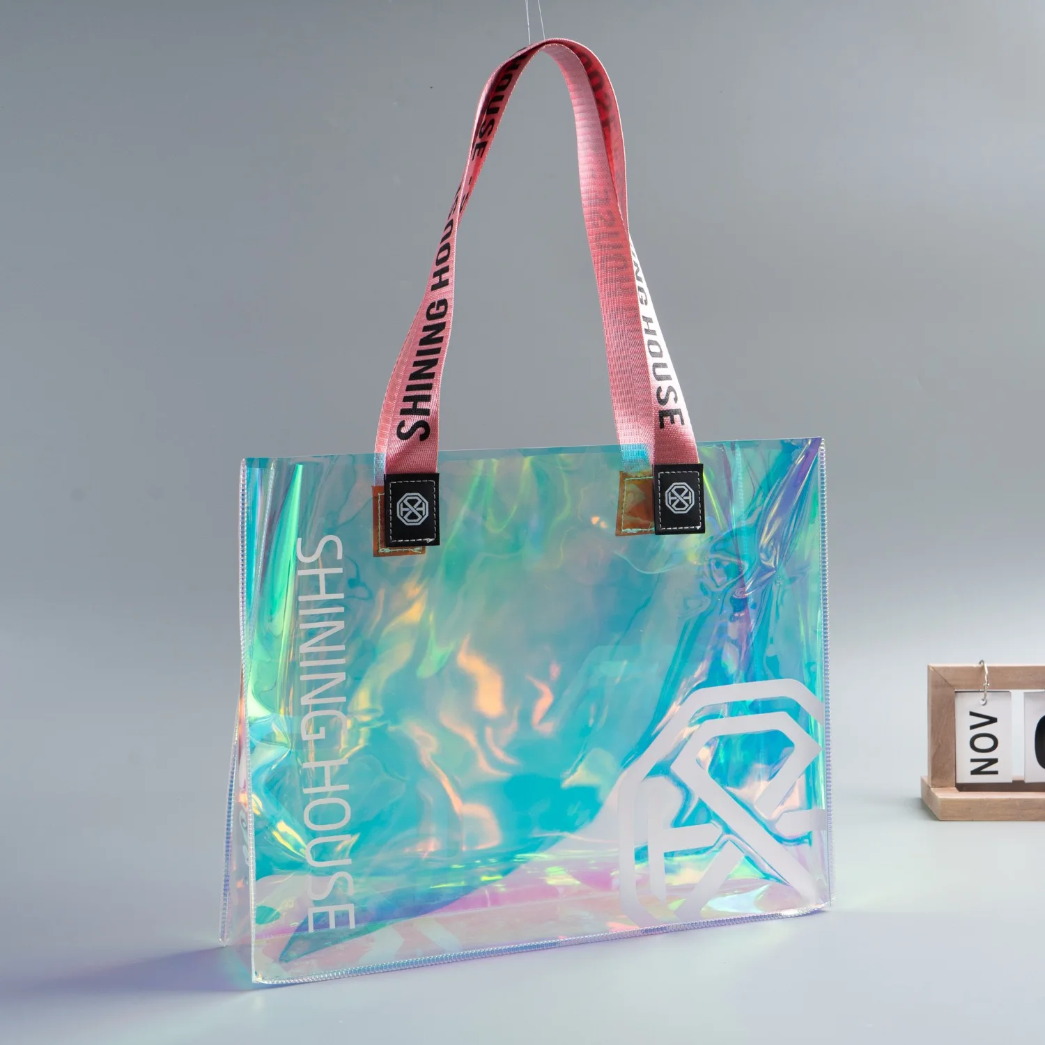 transparent pvc vinyl tote clear flower  bag pvc jelly tote bag candy handbag