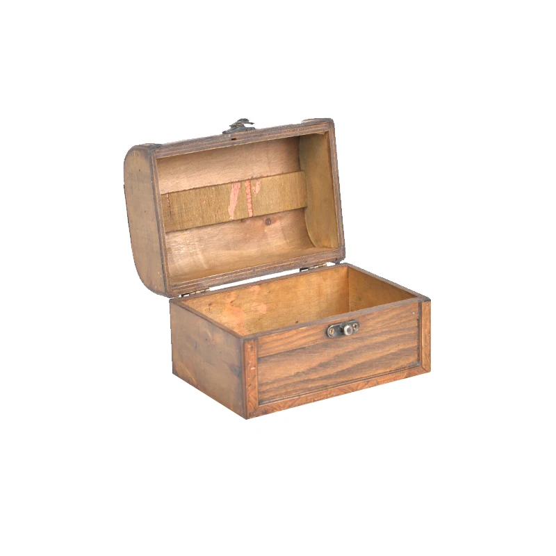 Portable jewelry box lockable wooden treasure box