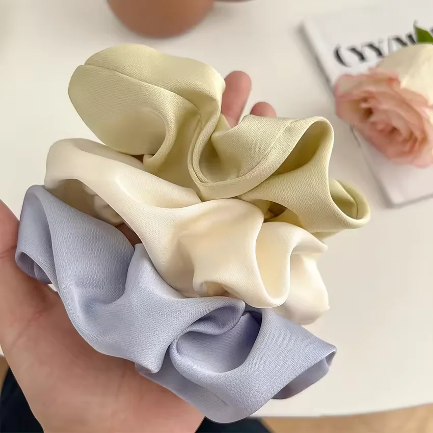 2023 Oversized Satin Hair Accessories Scrunchies Hair Ties Women Girls Large Jumbo Scrunchies Elastic Hair Band Free B007