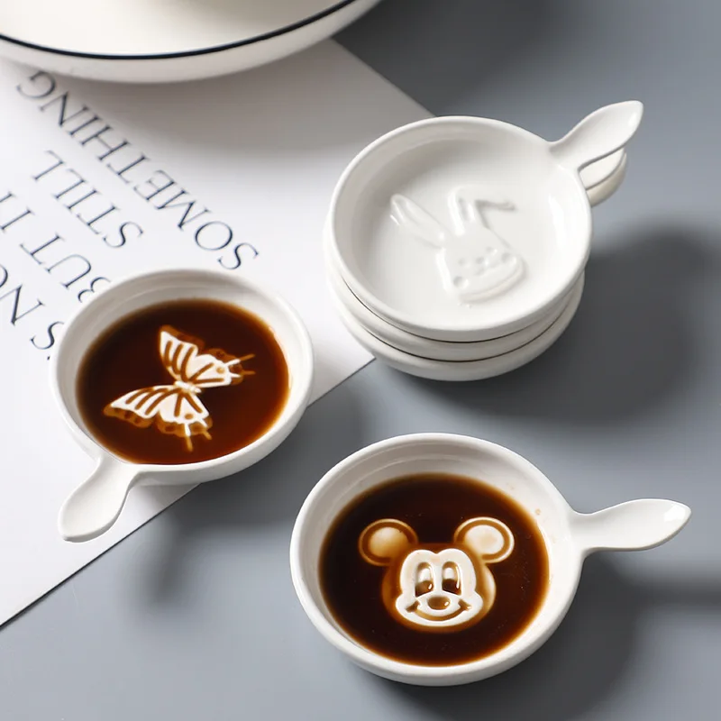 Hot sale custom Small Mini Ceramic Japanese round white embossed soy sauce dish wholesale