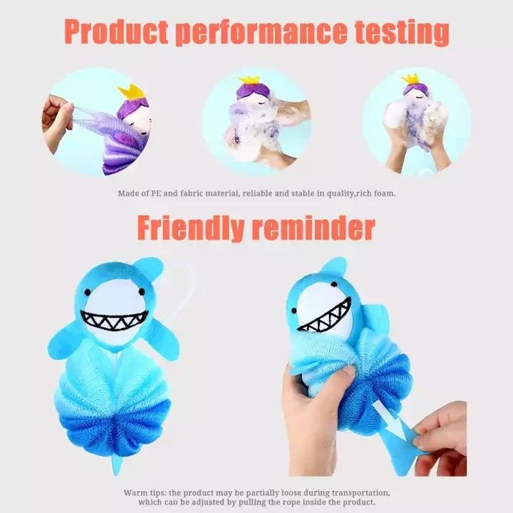 Cartoon Bath Loofahs Kids Toddler Body Sponge Cute Body Scrubber Mesh Loofah Bath Sponges Shower Washing Exfoliating