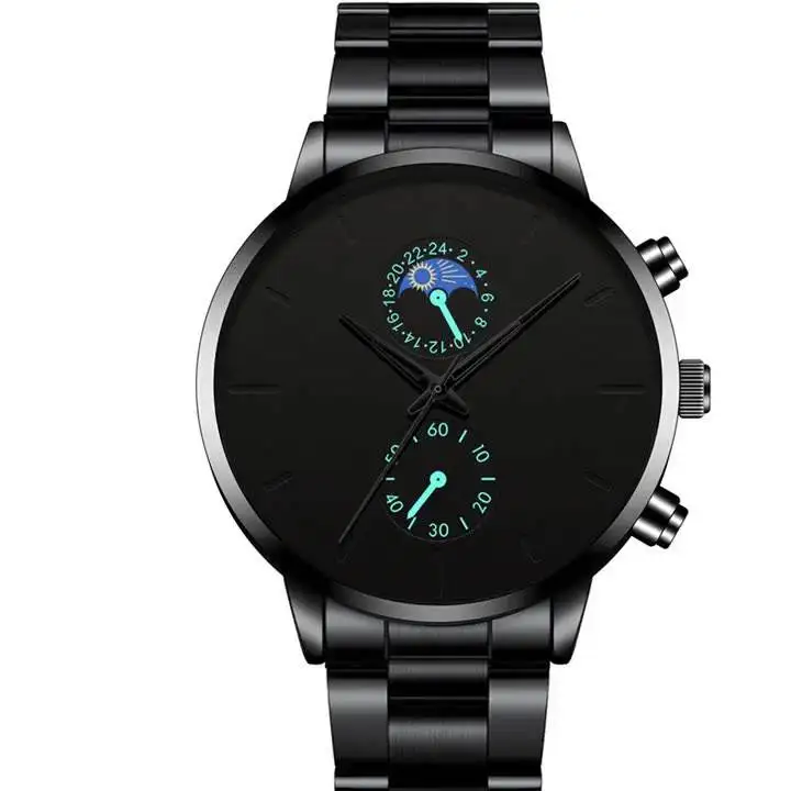 Часы наручные мужские кварцевые роскошные модные деловые классические с сетчатым ремешком черные