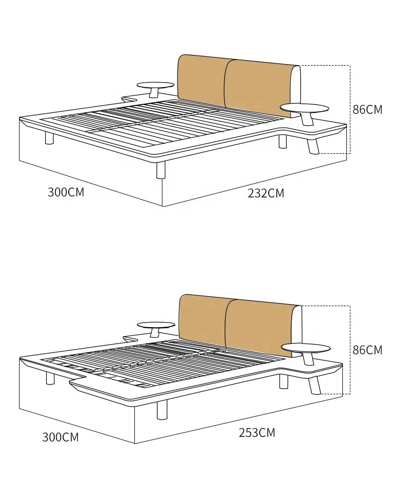 Shipping container house luxury 4 beds room wooden bed tatami bed frame king size