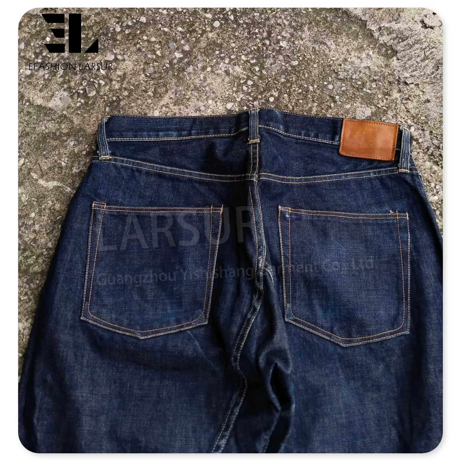 LARSUR Custom denim manufacturer button fly selvedge denim pants men slim fit straight selvedge jeans men Japanese style