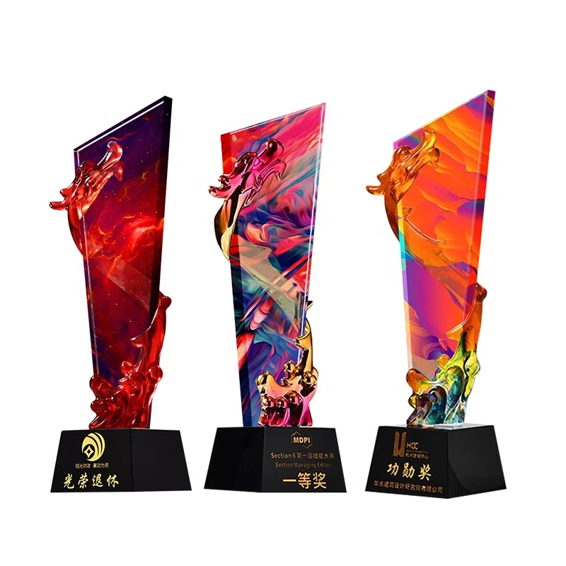 Creative Crystal Metal Trophy LIULI dragon and black crystal Event Award Trophy