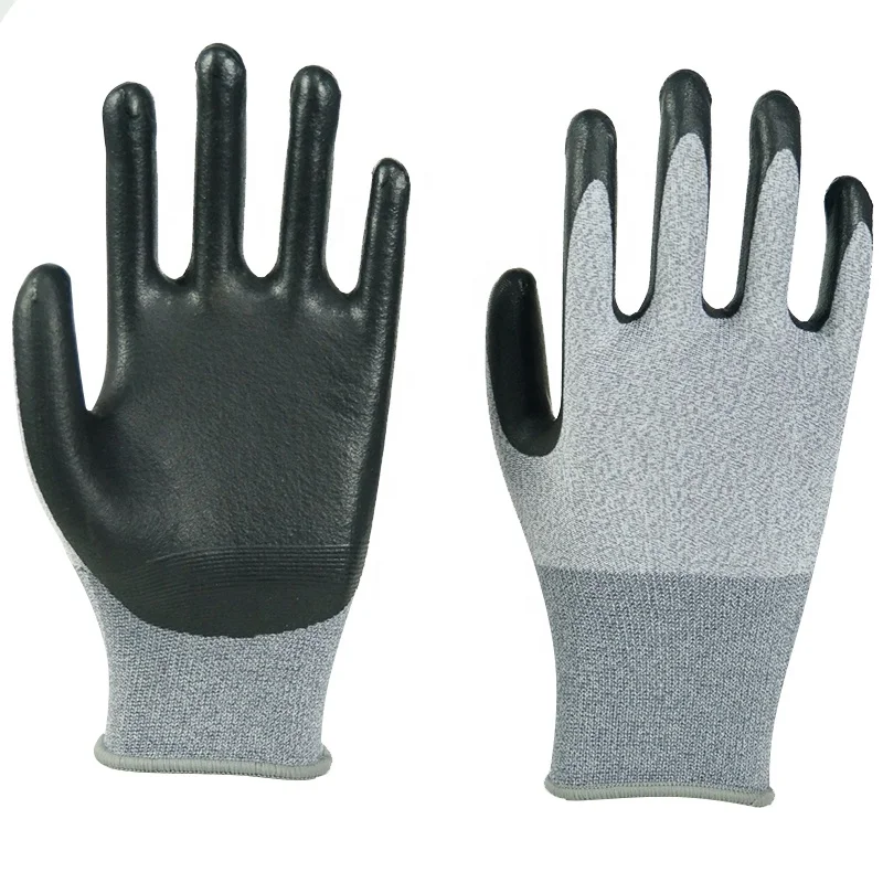 15 gauge breathable nylon spandex dipped black foam nitrile gloves labor knitted gloves NBR Gloves