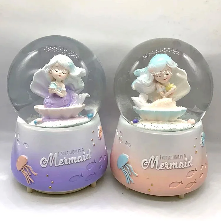 resin christmas glass snow ball kids promote gifts mini cute christmas water globes