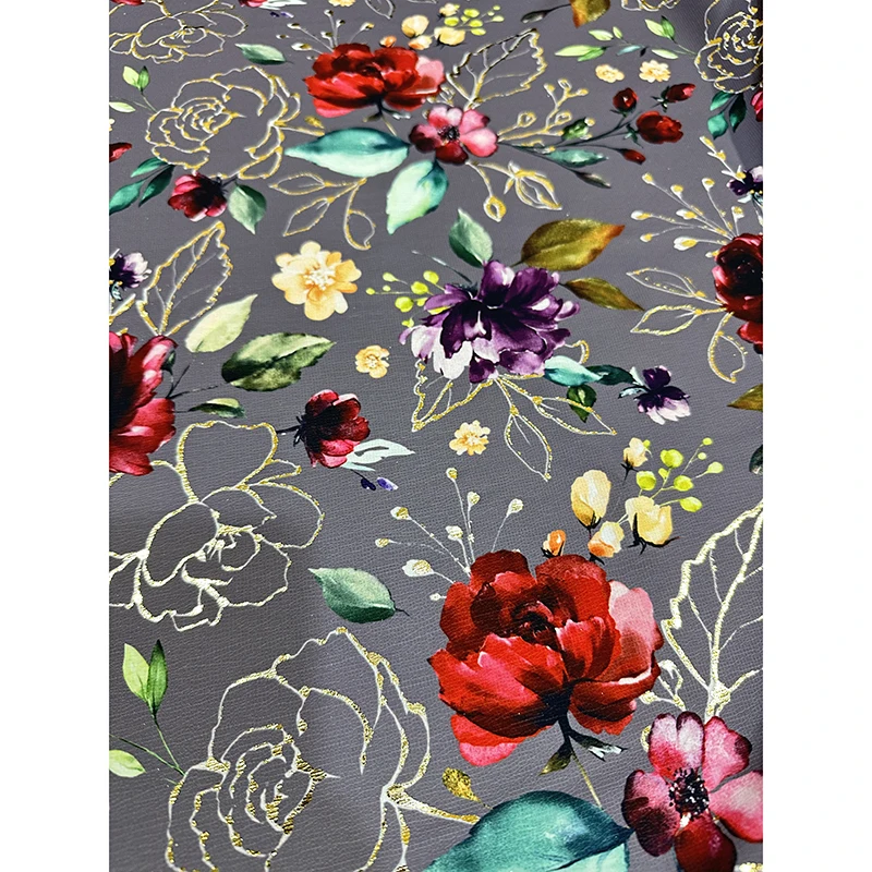 American Printed Wedding Polyester Silk Stretch Floral Satin Spandex Print Fabric Roll Wholesale