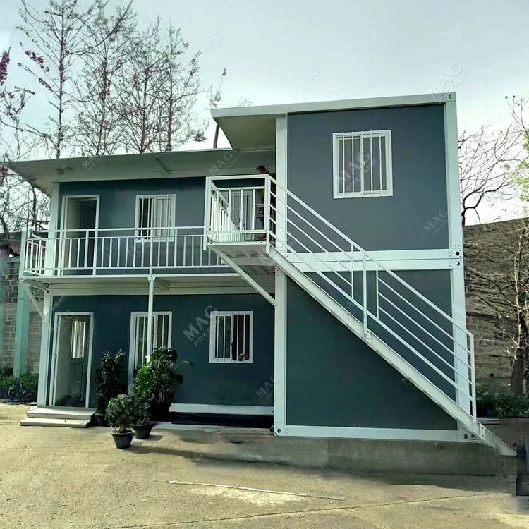 Durable and new arrival Luxury Design Two Layers Apartment Container House with outside stairs