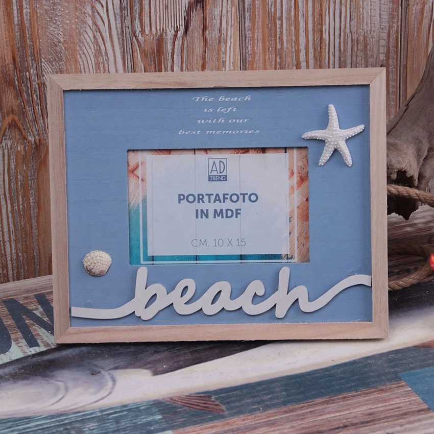 Beach Wooden Photo Frame With Polyresin Home Decorative 3D Creative wood photo frame