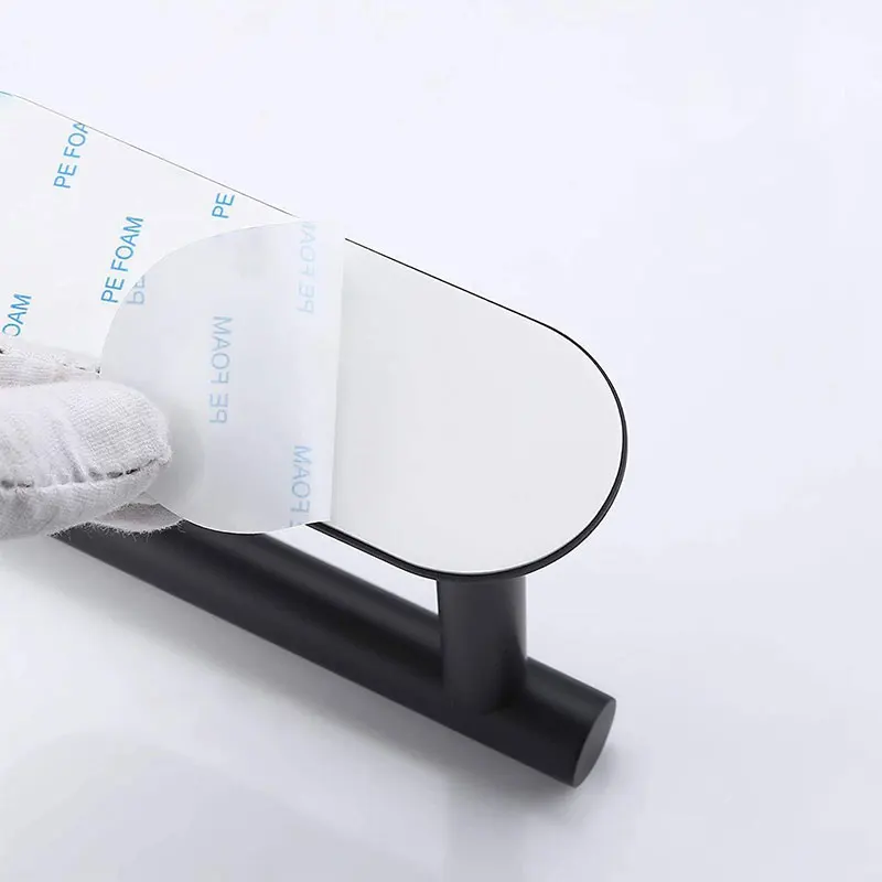 ROVATE No drill black paper towel holder Stainless Steel Bathroom Accessories Set hardware wall mounted