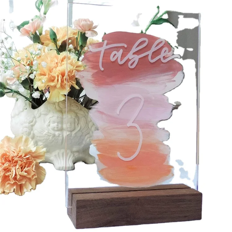 T-Shape Tabletop Wood Menu Holder Wedding Welcome Sign Display Acrylic Wedding Table Sign Holder