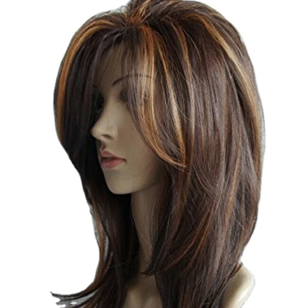  wholesale cross border real hair head set European and American wig women long straight blackAfrican