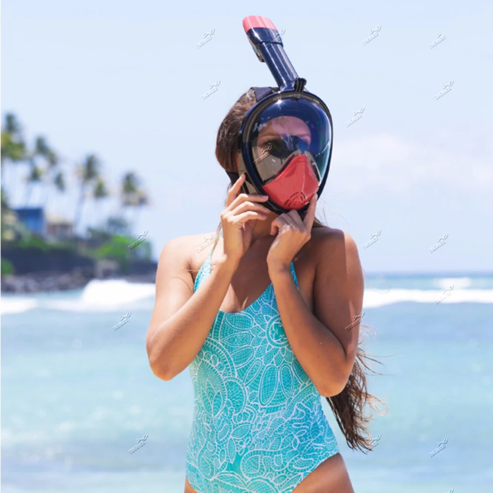 Thenice 180 Panoramic Free Breath Freedive Swimming Snorkel Full Face Diving Mask For Adult Snorkeling Gear