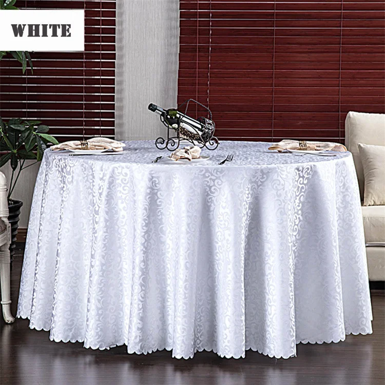 Luxury 132 Round Polyester Waterproof White Table Cloth for Wedding