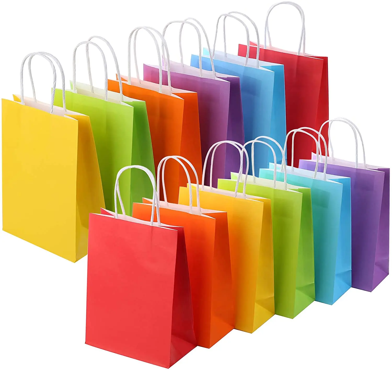 custom printing cheap big shopping colorful blue kraft paper bags rainbow paper bag white paper bags logo printed handle