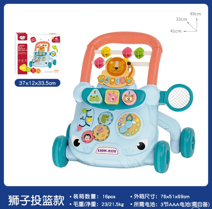 Baby Walker Multifunction Infant Stand-to-Sit Toddler Four Wheels Trolley Kids Learning Walking Toddler Toys Piano Drawing Gift