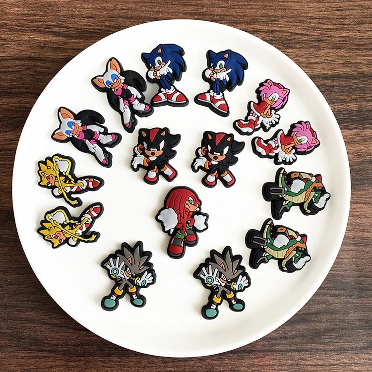 2022 New Designer Wholesale Luxury Anime Cartoon Sonic Game Croc charms for Kids Croc Shoe Decoration Charms Accessories