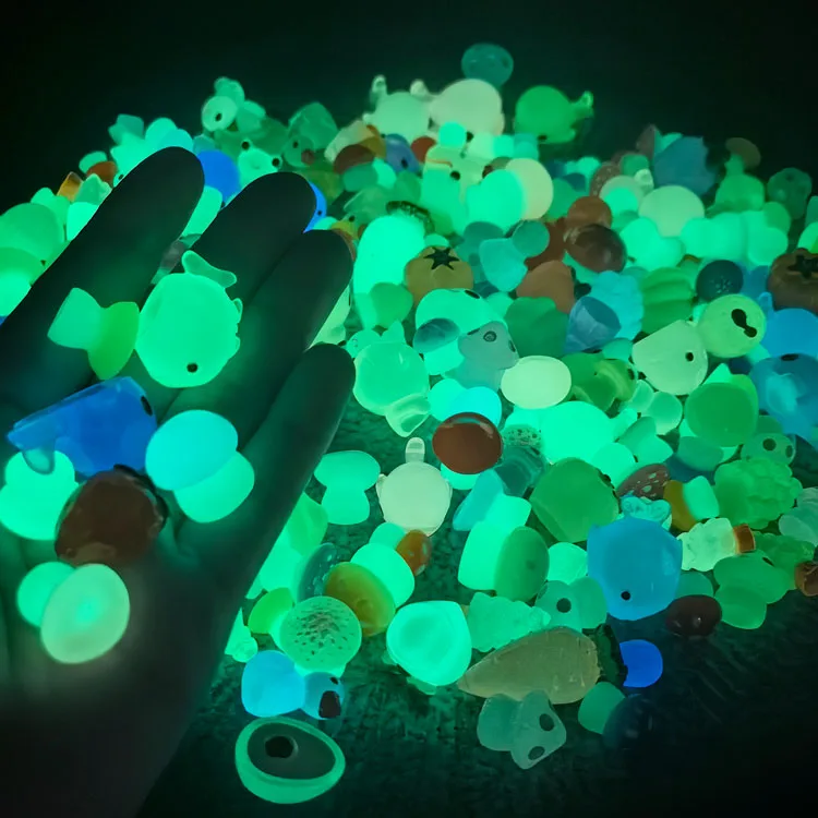 3D cartoon terrarium accessories miniature fairy garden small animal luminous frog mushroom duck fruit fish bird figurines resin