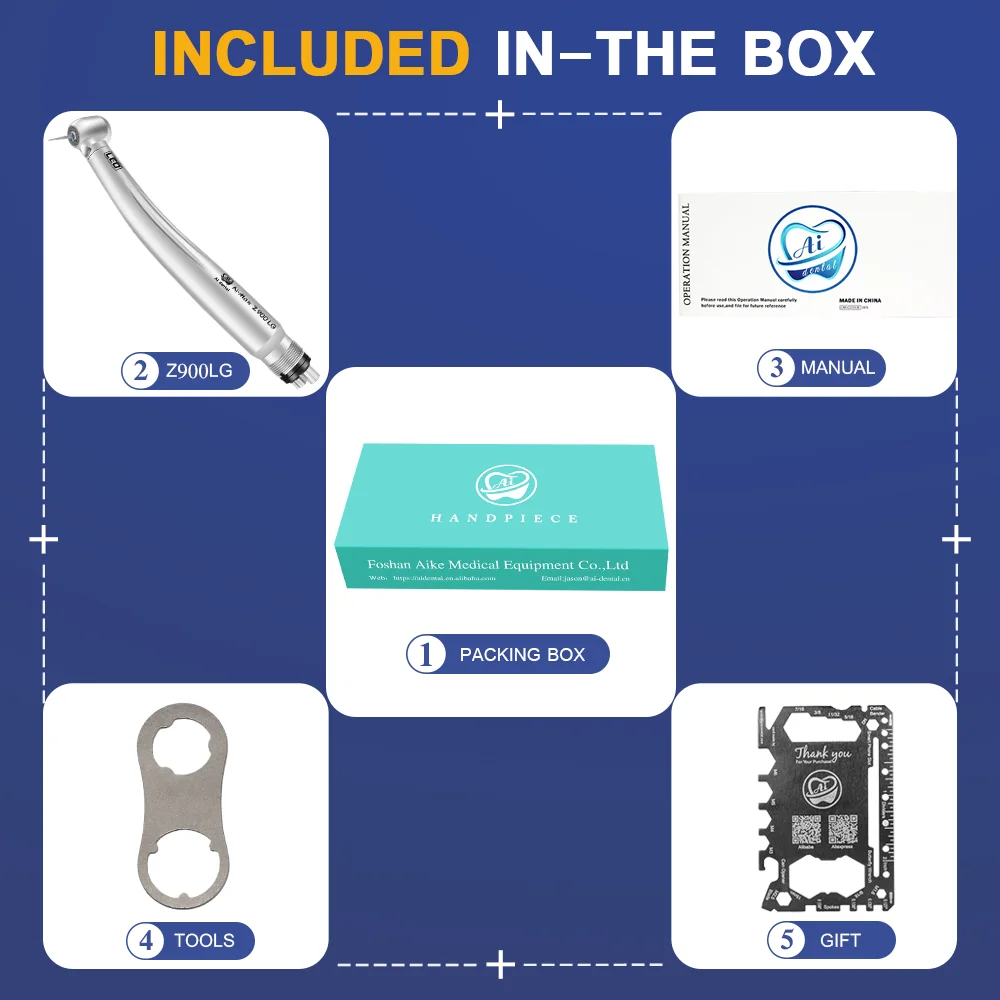 Top Quality air Turbine Handpiece LED High Speed Standard Head 2 / 4 Holes with B2 M4 Dental Product