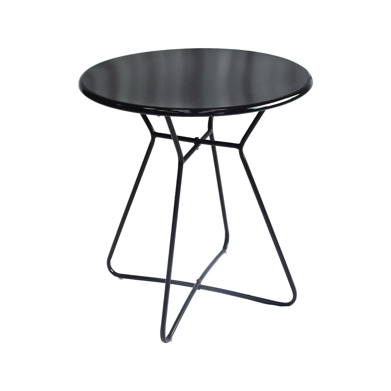 1 Pc 17.72-inch Round Metal End Table Stylish Sofa Side Table with Plastic Pad for Indoor and Outdoor Use