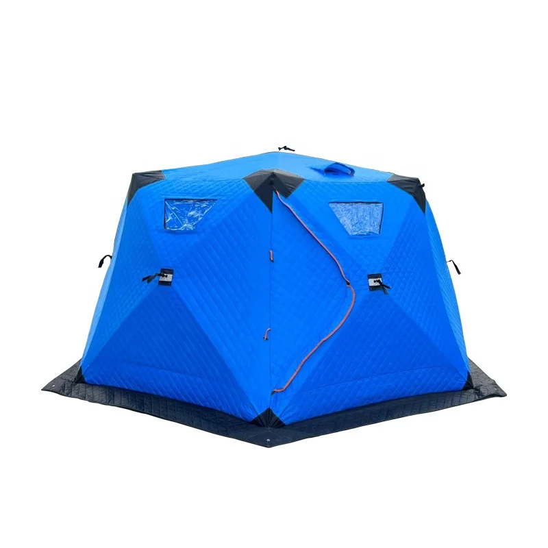Winter Outdoor Portable Automatic five-Layer Oxford Fabric Cotton Fiberglass Poles Hexagon Fishing Tent