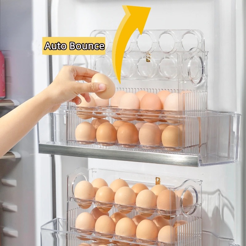 Cheap Hot Sale Kitchen Flip Organizer Box for Eggs 30 Grids Portable Egg Storage Rack Egg Bins