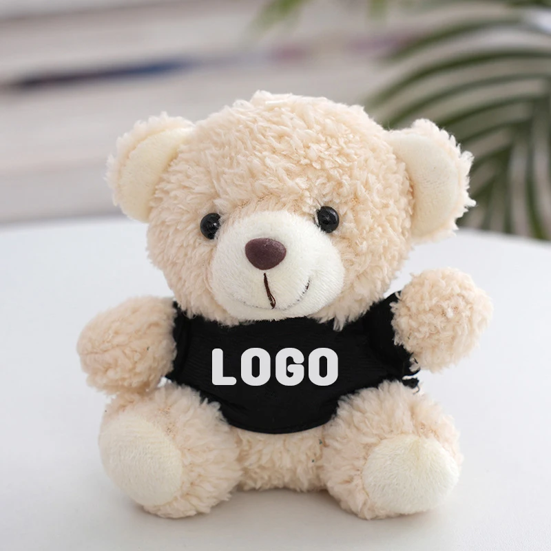 MIni 12cm Promotional gifts Custom Plush keychain plush teddy bear toys custom Logo bear with shirts