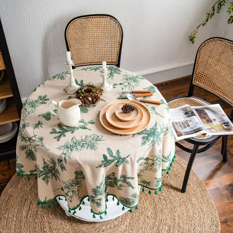 Modern Moroccan Style round Tablecloth Woven Crochet with Tassel Trim Disposable for Home Bar Party Wedding Banquet