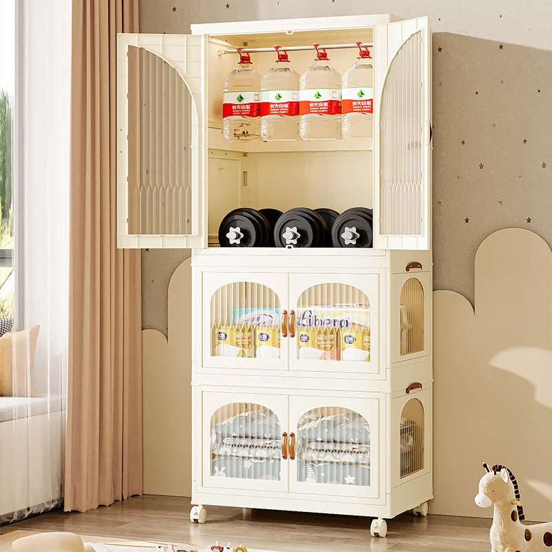 Modern Portable Folding Wardrobe Plastic Modular Cabinet Storage Organizer for Hanging Clothes Bedroom Armoire Combination