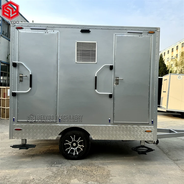 Factory Price Wholesale Portable Toilets Cabin Portable Toilets Mobile Outdoor Portable Toilet Trailer with Foldable Handrail