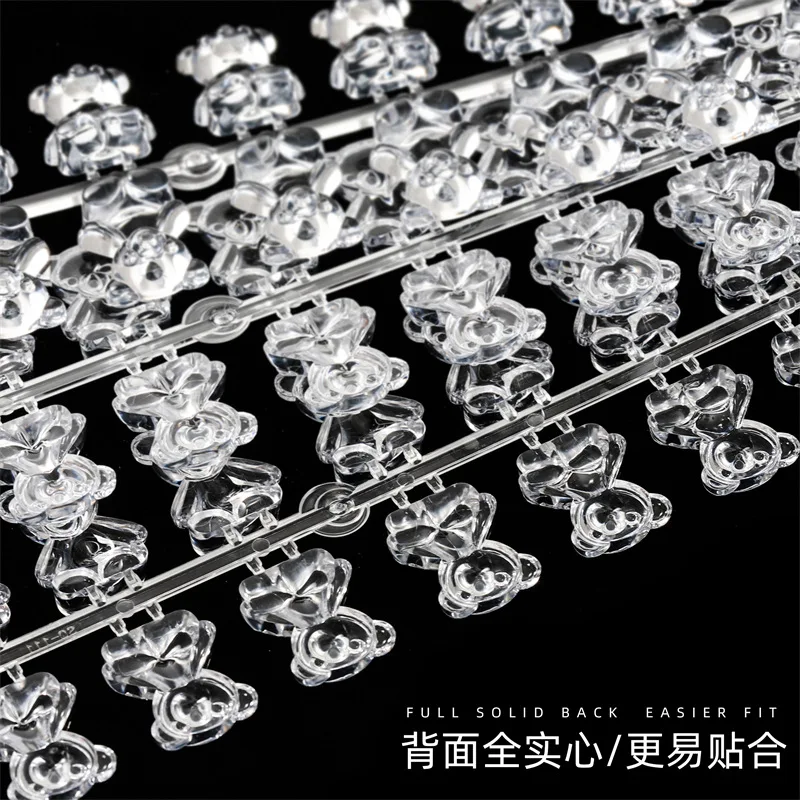 120pcs Cute Transparent Bear Display Shelf Nail Polish Acrylic UV Gel Showing Color Card Flat Bottom Nail Tips Display Board