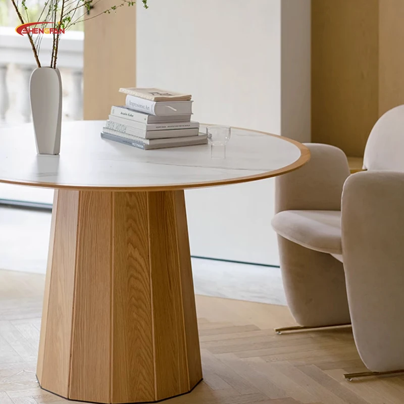 Modern Design Home Furniture Cream Style Customized Restaurant Dining Table Solid Wood Table Set 6 Seater