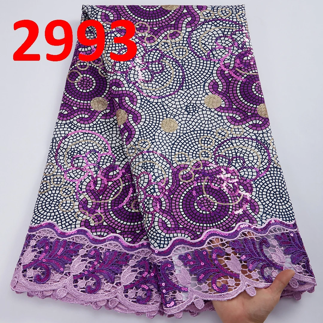 2993 Nigerian Style Colorful Printed Wax Lace High Quality Embroidery Ankara Wax Fabric Pretty Guipure Cord Lace Fabric