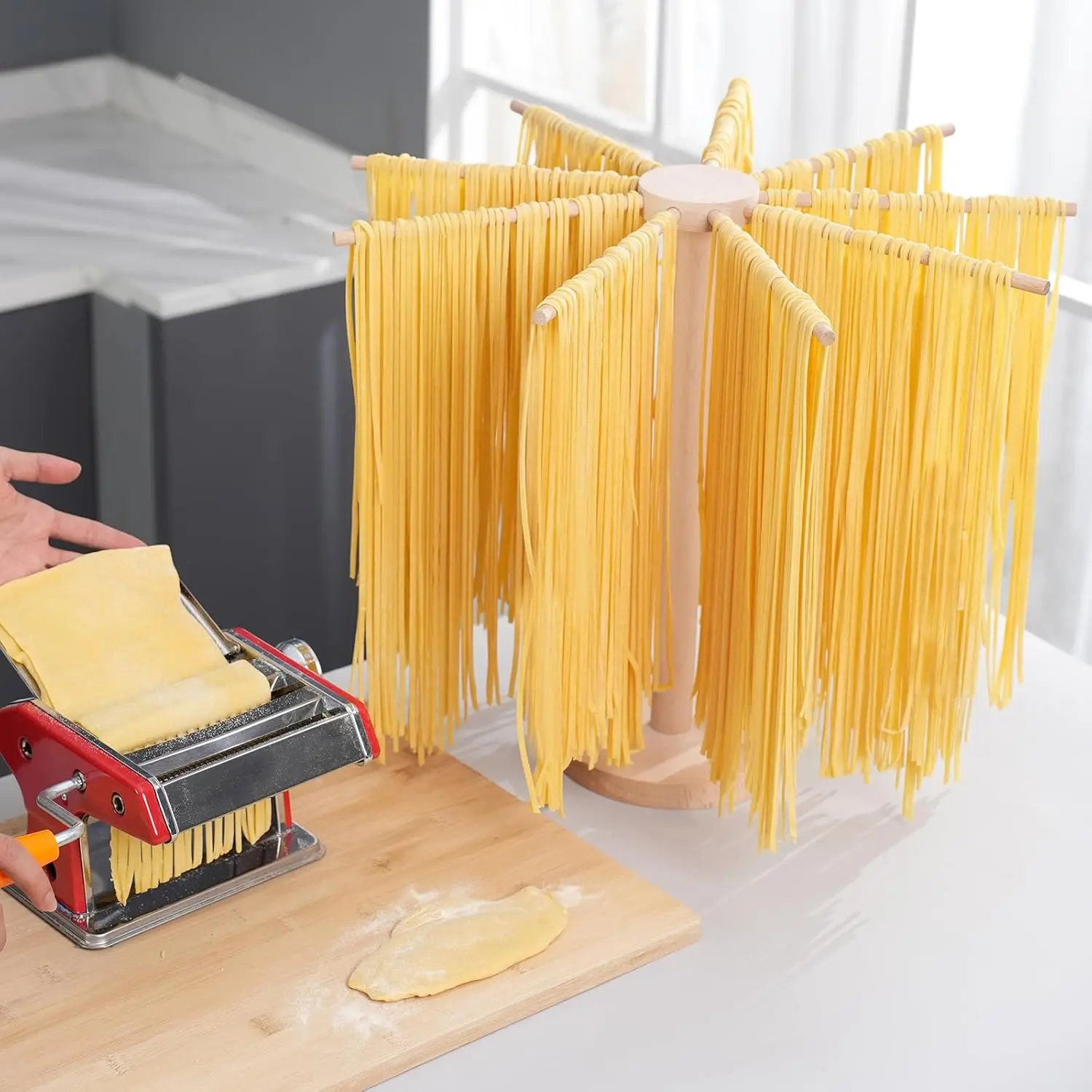 LOW MOQ Efficient Lightweight Bamboo Pasta Drying Rack For home kitchens