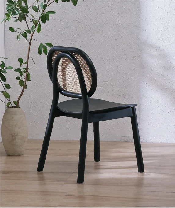 Wholesale natural rattan cane chair solid wood dining chair wicker backrest chair