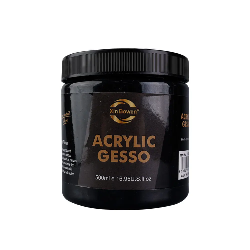 Xin Bowen Base Paint Gesso Black or White 500ML Big Bottle Acrylic Gesso Painting Paint Fine Quality Fast Dry Art Medium