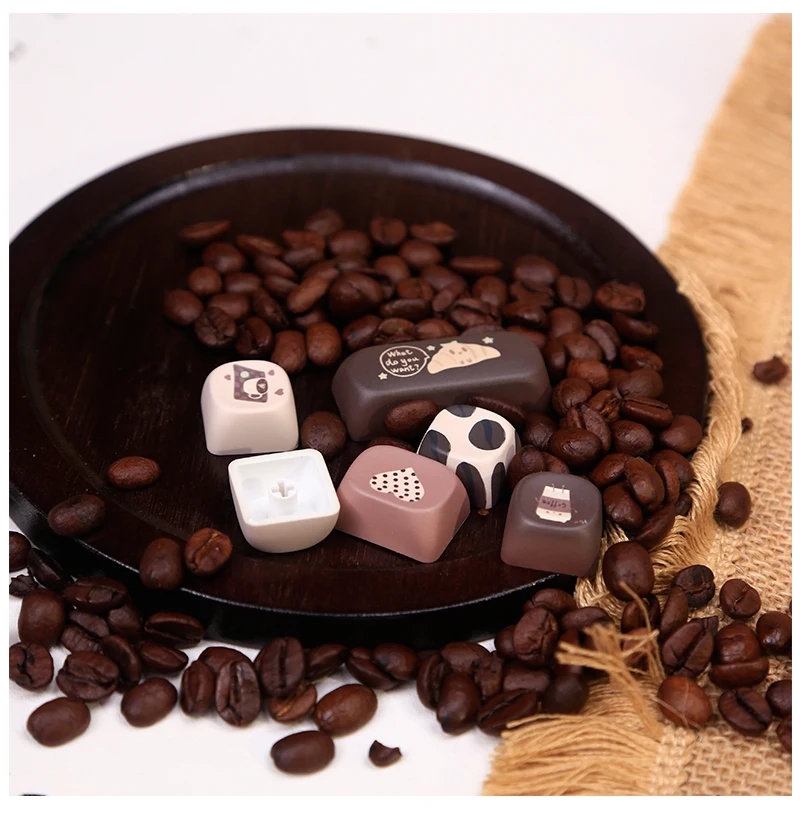 ZUOYA Coffee Bean Theme  Keycaps 131 Keys PBT Dye Sublimation Key Caps for 61/84/75/104 Keys Mechanical Keyboard