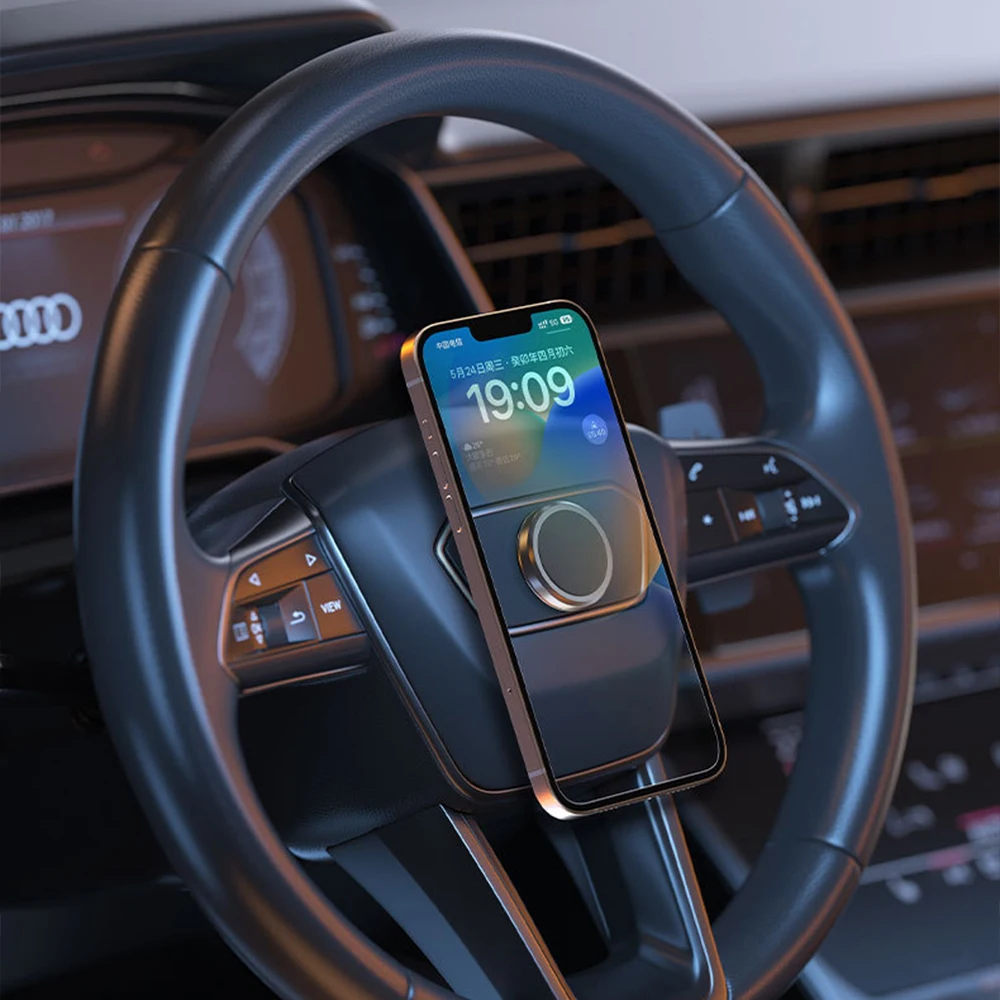 Сильный магнитный держатель для телефона с 360 вращением автомобильного руля Подставка GPS навигационный кронштейн