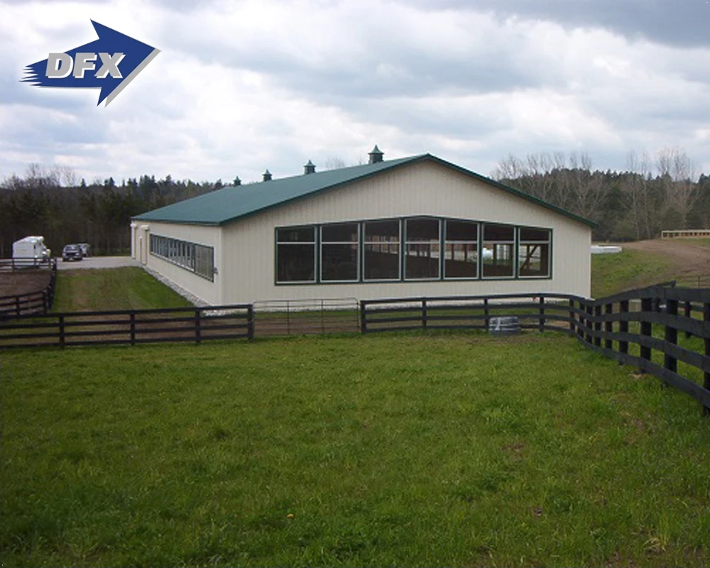 Prefabricated gabled Large Metal Modern Rain Resistance Steel Structure Chicken Home Poultry House Cow Farm Building