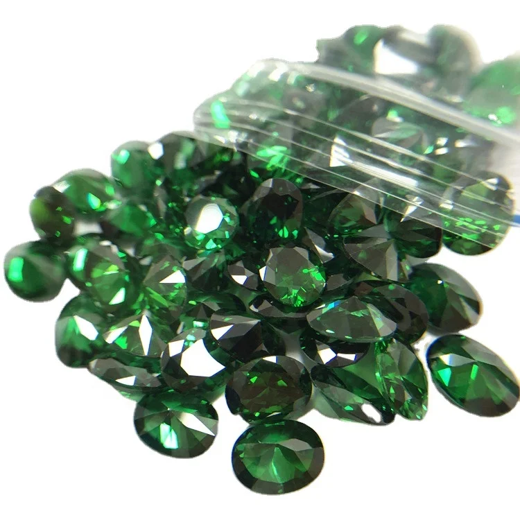 High quality egg shape 5x7mm - 10x12mm loose zircon price oval cz gem green stone cubic zirconia