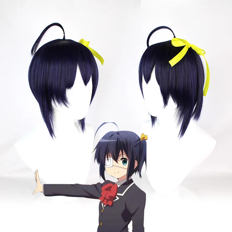 Anime Wig Love Chunibyo Other Delusions Cosplay Rikka Takanashi Wig Dark Purple Short Bob Wigs With Headband