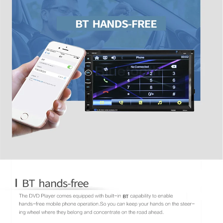 2 Din 6.95-inch Touoch Screen Universal GPS navigation Car DVD Player 6080