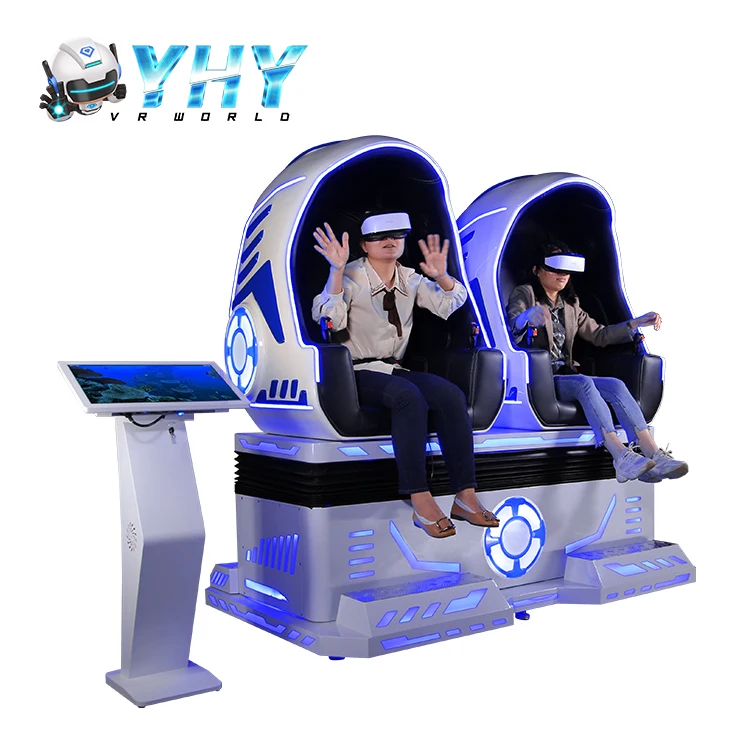 Factory Commercial Kids Play Indoor Game Cinema 2 Seats Virtual Reality Roller Coaster Simulator 9D Egg Chair VR