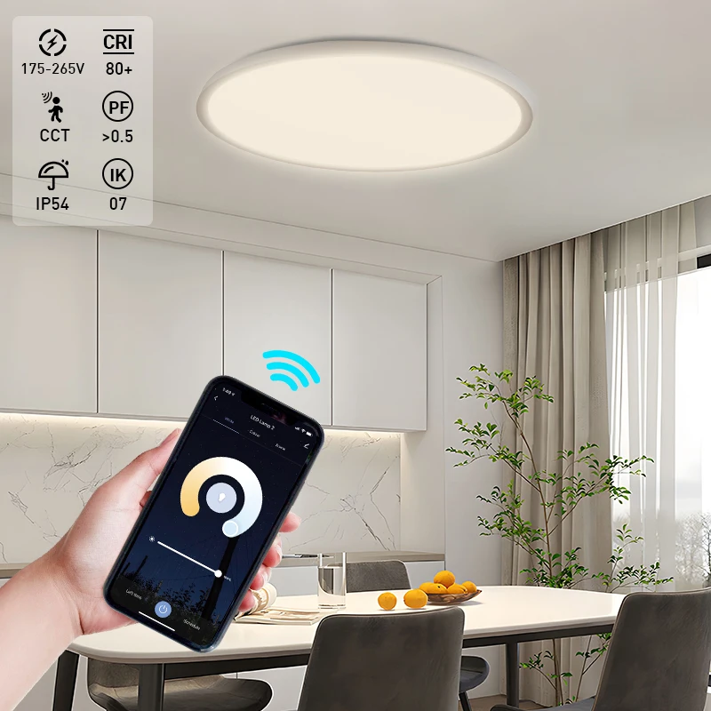 Emergency Motion Sensor Lighting Fixture Round White 18w 24w Smart Remote Wifi Led Ceiling Light