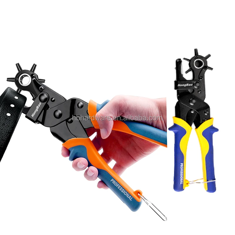 Drop Forged Heavy Duty Leather Belt Hole Revolving Punch Plier Hole Punch 2-4.5mm Puncher Head Perforator Revolving Punch Pliers